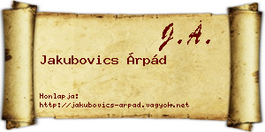 Jakubovics Árpád névjegykártya