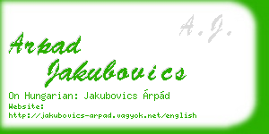 arpad jakubovics business card
