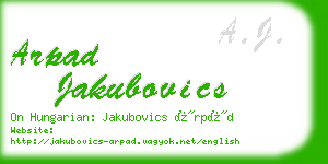 arpad jakubovics business card